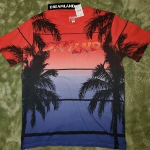 LARGE - DREAMLAND SOUTHBEACH DIP DYE SHIRT. EMBROIDERED. NEW WITH TAGS.